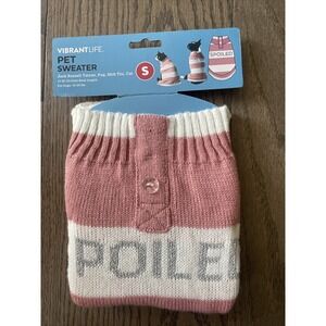 NWT Vibrant Life Pink "Spoiled" Pet Sweater Size S Shih Tzu Pug Terrier Cat